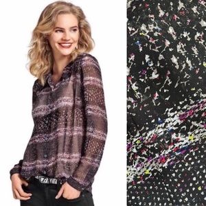 Cabi • #3249 Paris Semi-Sheer Button Down Abstract Print Blouse